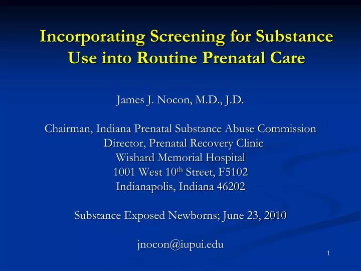 incorporating screening for substance use into routine prenatal care