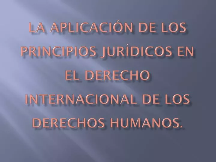 la aplicaci n de los principios jur dicos en el derecho internacional de los derechos humanos