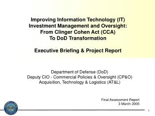Department of Defense (DoD) Deputy CIO - Commercial Policies &amp; Oversight (CP&amp;O)