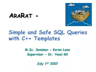 M.Sc. Seminar - Keren Lenz Supervisor - Dr. Yossi Gil July 1 st 2007