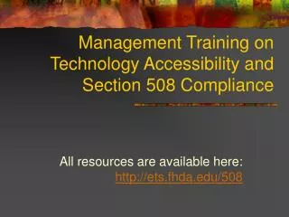 Management Training on Technology Accessibility and Section 508 Compliance
