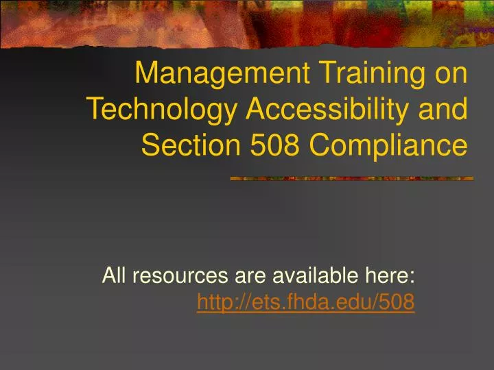 management training on technology accessibility and section 508 compliance