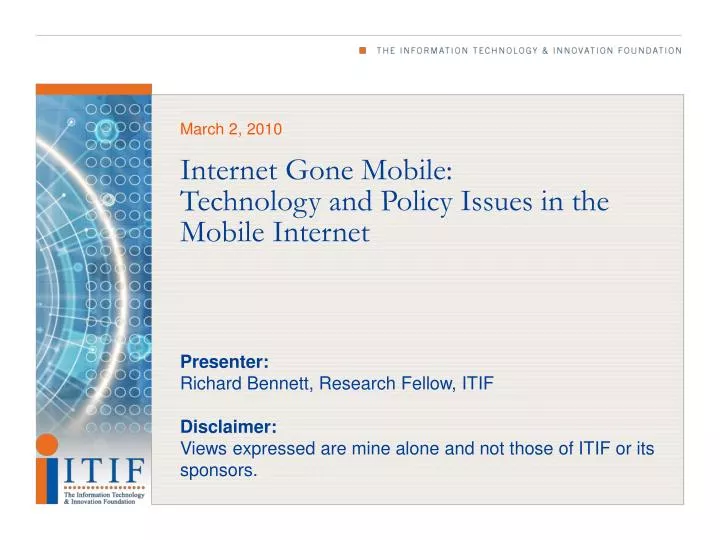 internet gone mobile technology and policy issues in the mobile internet
