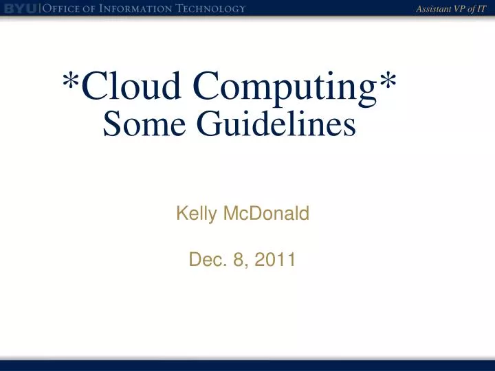 cloud computing some guidelines