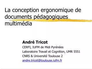 la conception ergonomique de documents p dagogiques multim dia