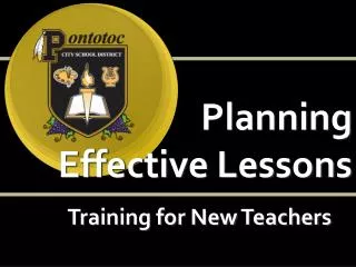 Planning Effective Lessons Training for New Teachers