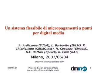 un sistema flessibile di micropagamenti a punti per digital media
