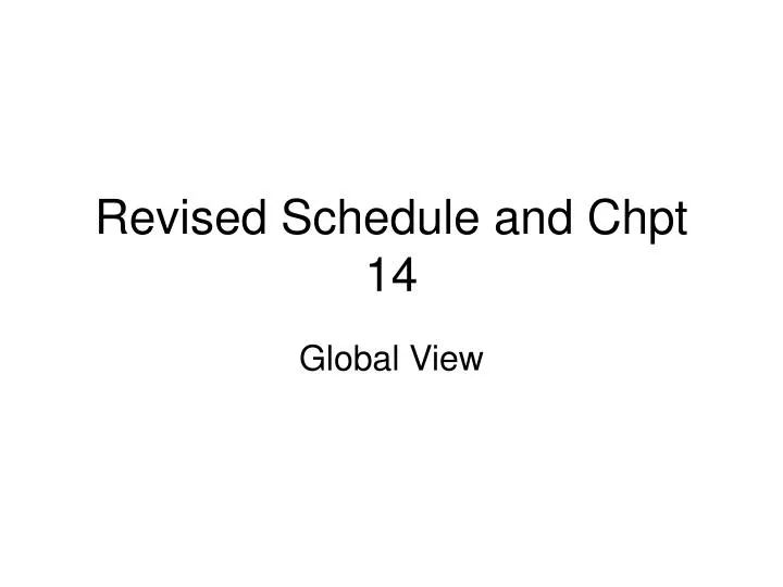revised schedule and chpt 14