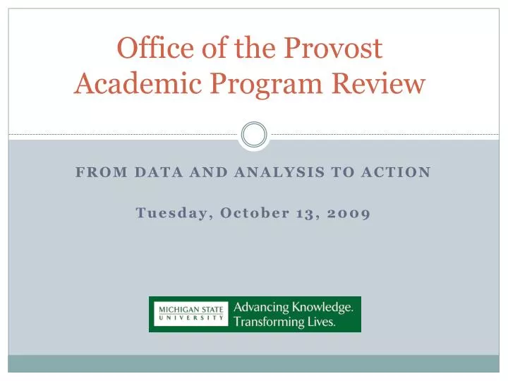 office of the provost academic program review