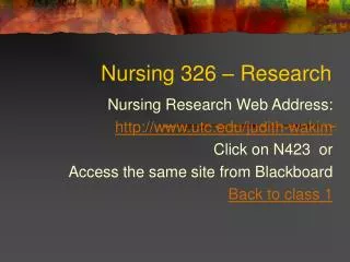 Nursing 326 – Research