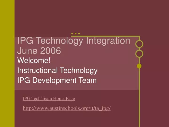 ipg technology integration june 2006