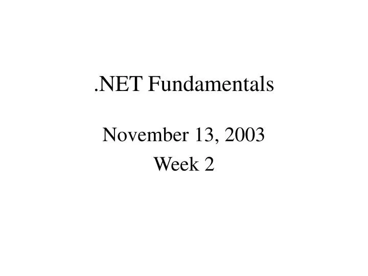 net fundamentals