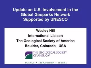 Update on U.S. Involvement in the Global Geoparks Network Supported by UNESCO