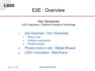 E2E : Overview