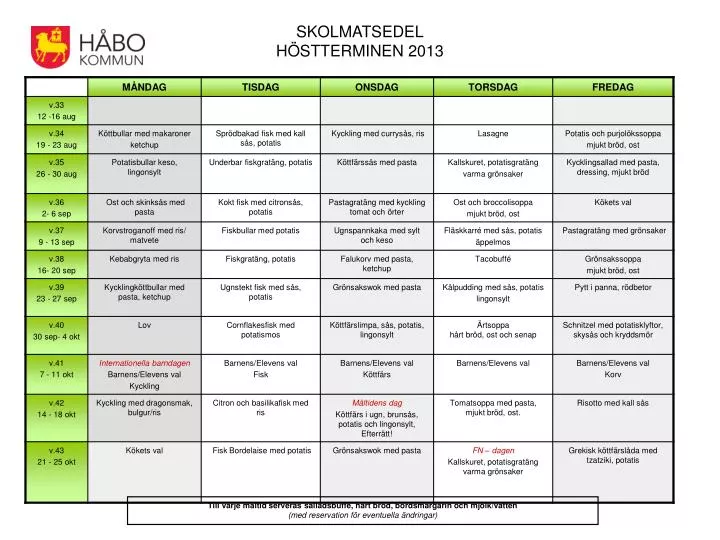 skolmatsedel h stterminen 2013