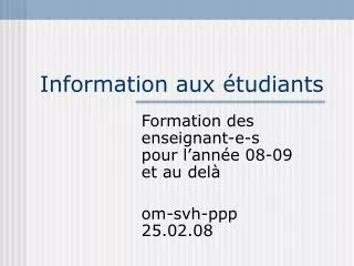 information aux tudiants