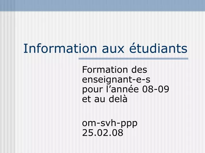 information aux tudiants