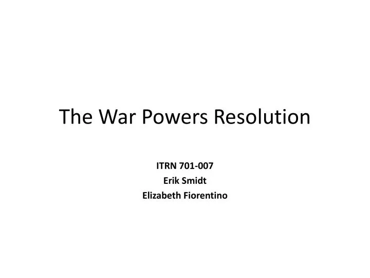 the war powers resolution