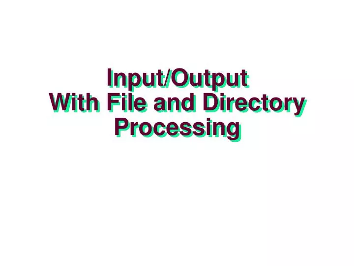 input output with file and directory processing