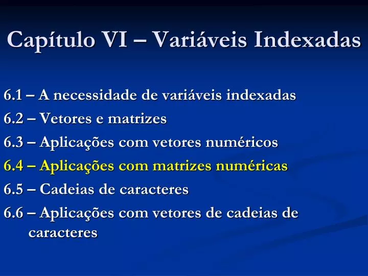 cap tulo vi vari veis indexadas