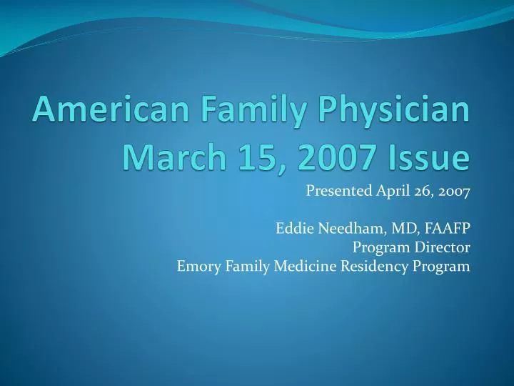 american family physician march 15 2007 issue