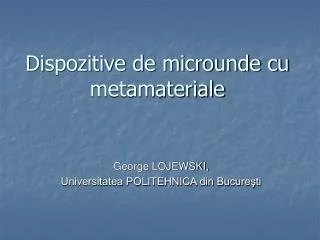 dispozitive de microunde cu metamateriale