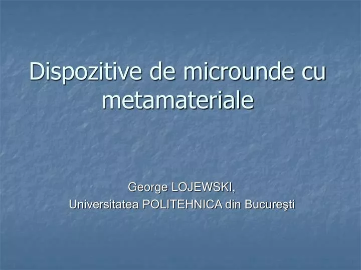 dispozitive de microunde cu metamateriale