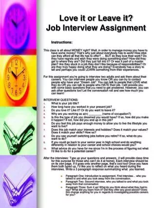 Love it or Leave it? Job Interview Assignment