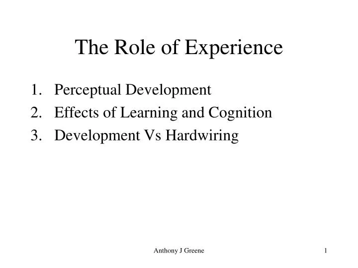 the role of experience