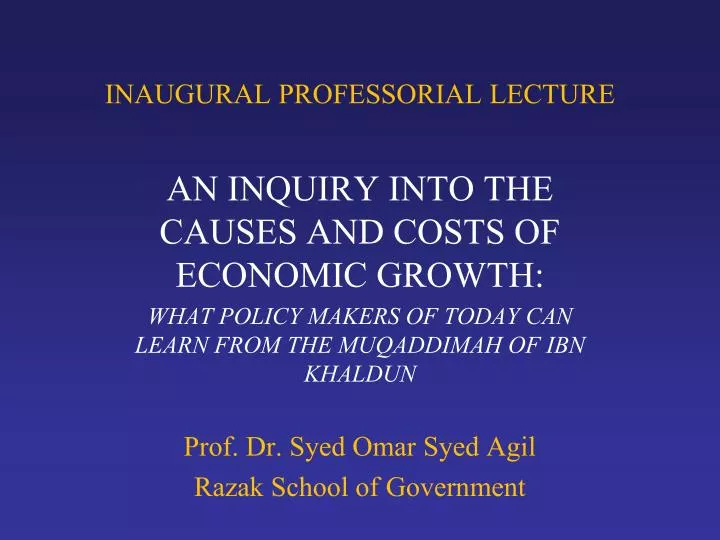 inaugural professorial lecture