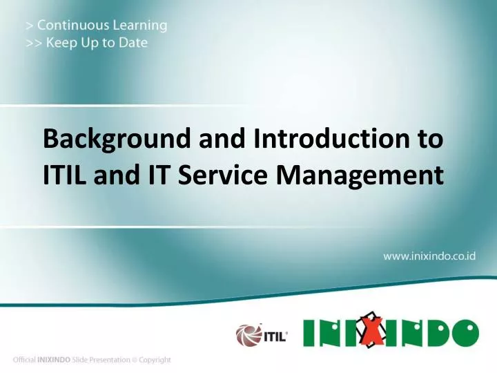 background and introduction to itil and it service management