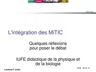 l int gration des mitic
