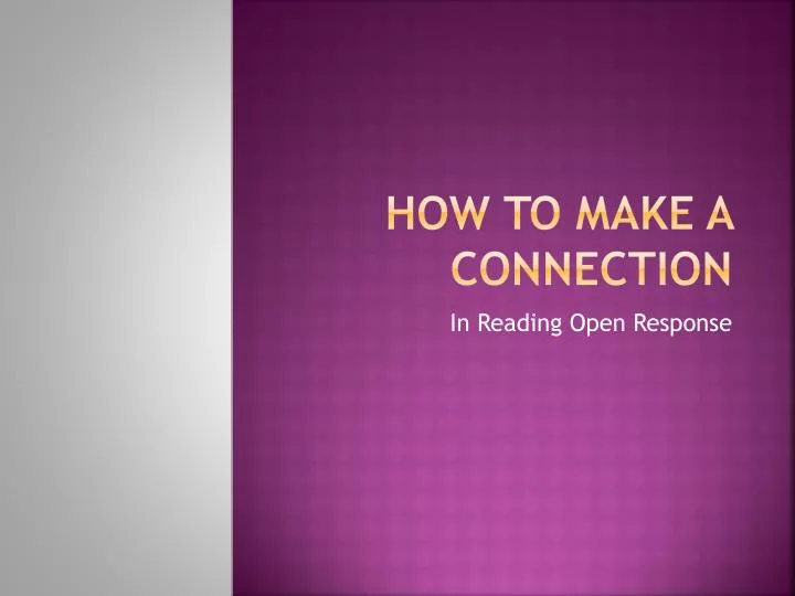 how to make a connection
