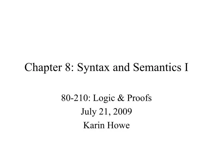 chapter 8 syntax and semantics i