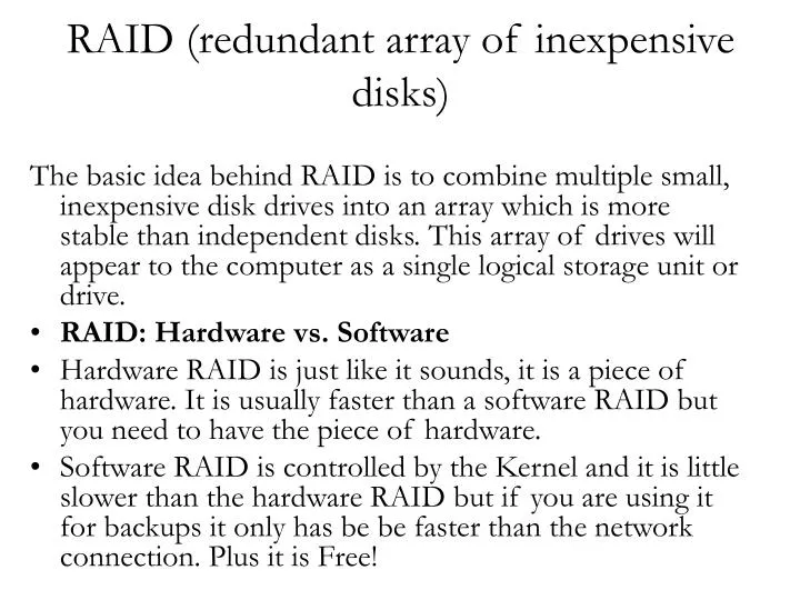 raid redundant array of inexpensive disks