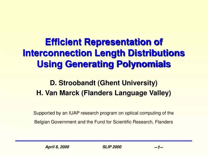 efficient representation of interconnection length distributions using generating polynomials