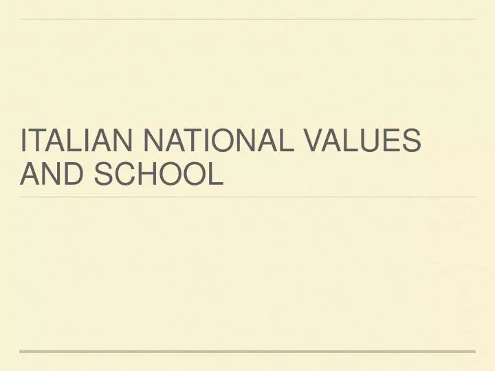 italian national values and school