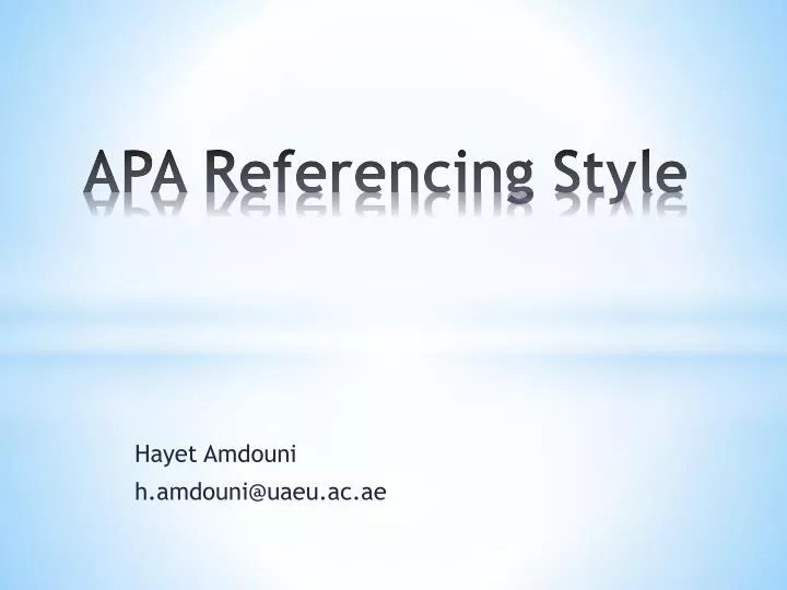 apa referencing style