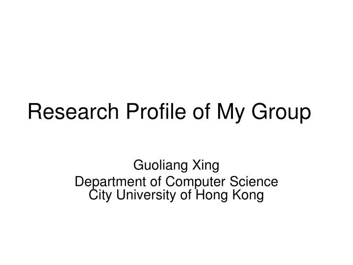 research profile of my group