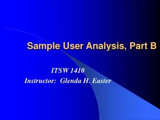 Sample User Analysis, Part B