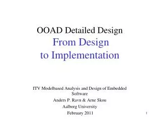 OOAD Detailed Design From Design to Implementation