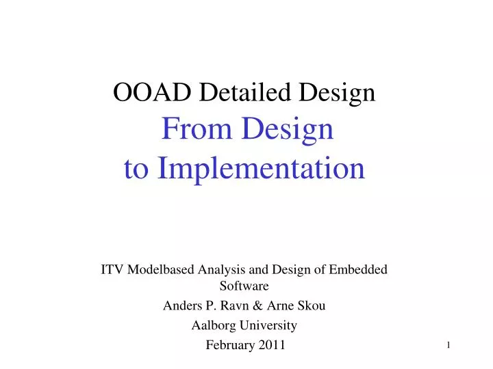 ooad detailed design from design to implementation