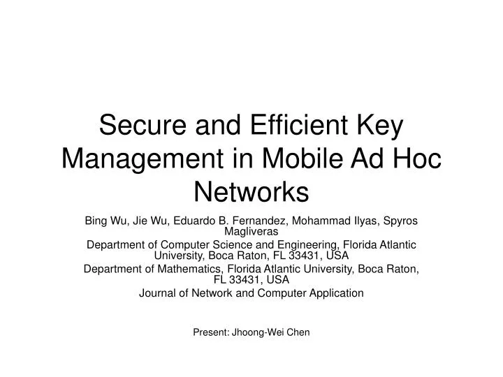 secure and efficient key management in mobile ad hoc networks