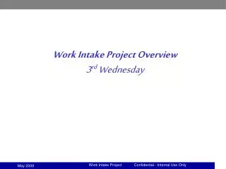 Work Intake Project Overview 3 rd Wednesday