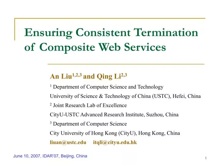 ensuring consistent termination of composite web services