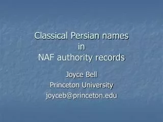 Classical Persian names in NAF authority records