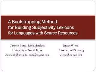 A Bootstrapping Method for Building Subjectivity Lexicons for Languages with Scarce Resources