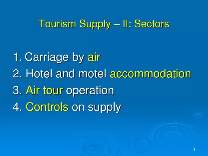 tourism supply ii sectors