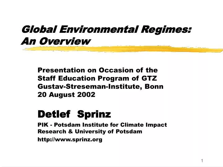 global environmental regimes an overview