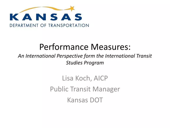 performance measures an international perspective form the international transit studies program